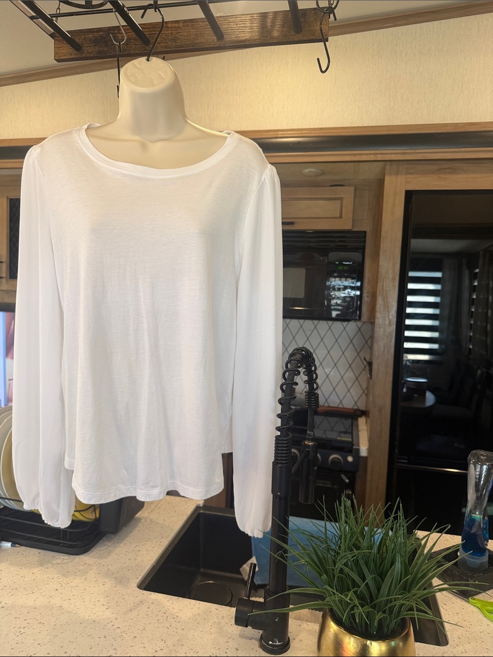 Michael Kors White Long Sleeve Crewneck Top